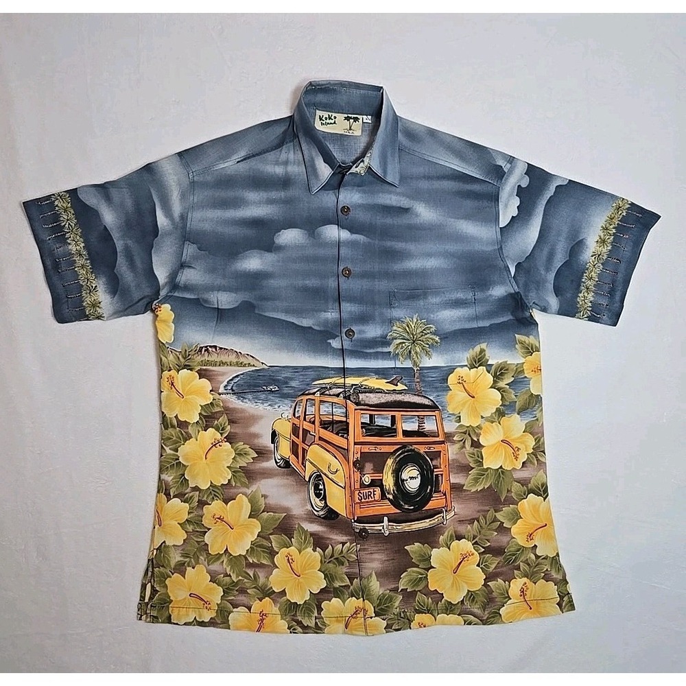 Koko Island USA Hawaiian Surf Shirt Mens Size Large